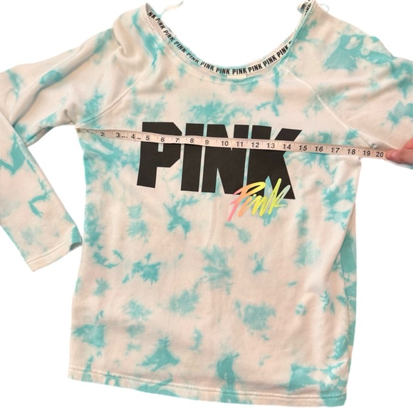 Victoria's Secret PINK Tie-Dye Sweatshirt - Turquoise and White - Picture 7 of 8